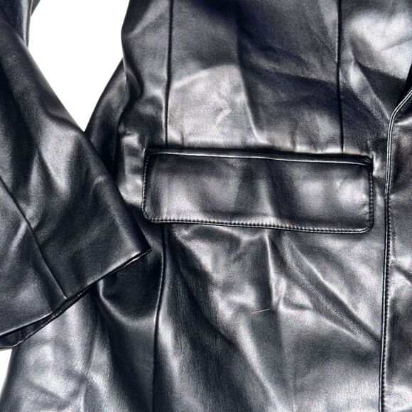 Good American Faux Leather Jacket Women's Size L/XL Black Open Front Pockets NWT - Picture 3 of 9